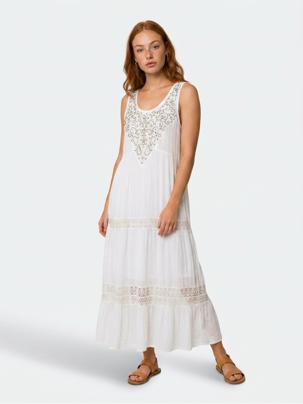 Me 2 Magic White Embellished Maxi Dress